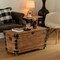 Vintiquewise Wooden Storage Trunk Bench with Wheels and Black Metal Accents Blanket & Linen Chest Decorative Organizer Entryway Seating Shoe Station or Bedroom Use for Pillows Throws & Extra Beddings